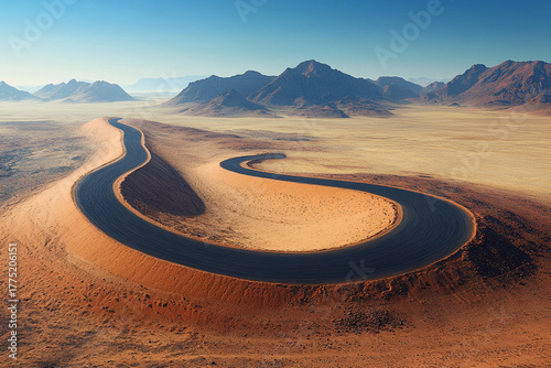Fototapeta Naklejka Na Ścianę i Meble -  A sand dune forming an S-curve leading into the distance