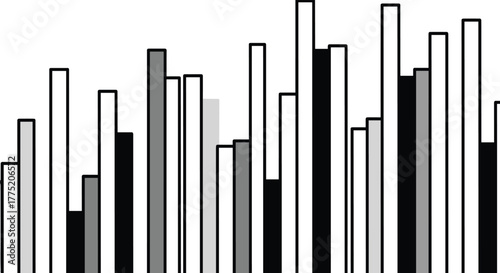 Bar chart showing varying data points in grayscale and black and white bars.