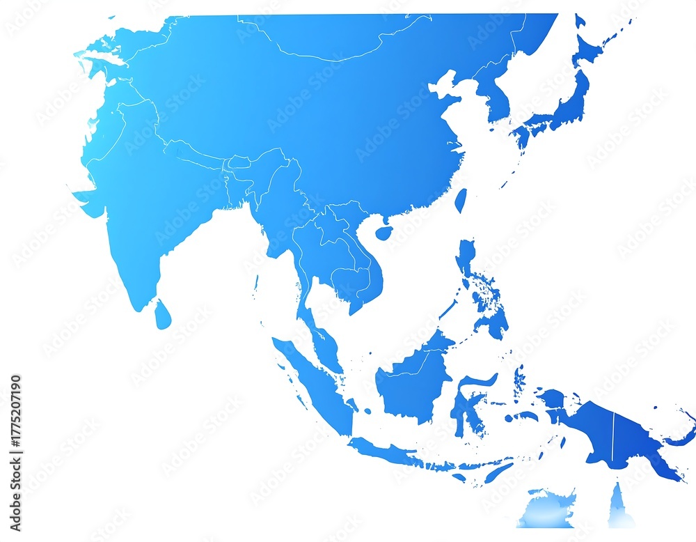 Obraz premium Simplified gradient map of Asia, showing political boundaries