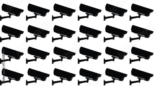 Black Surveillance Cameras on White Background vector
