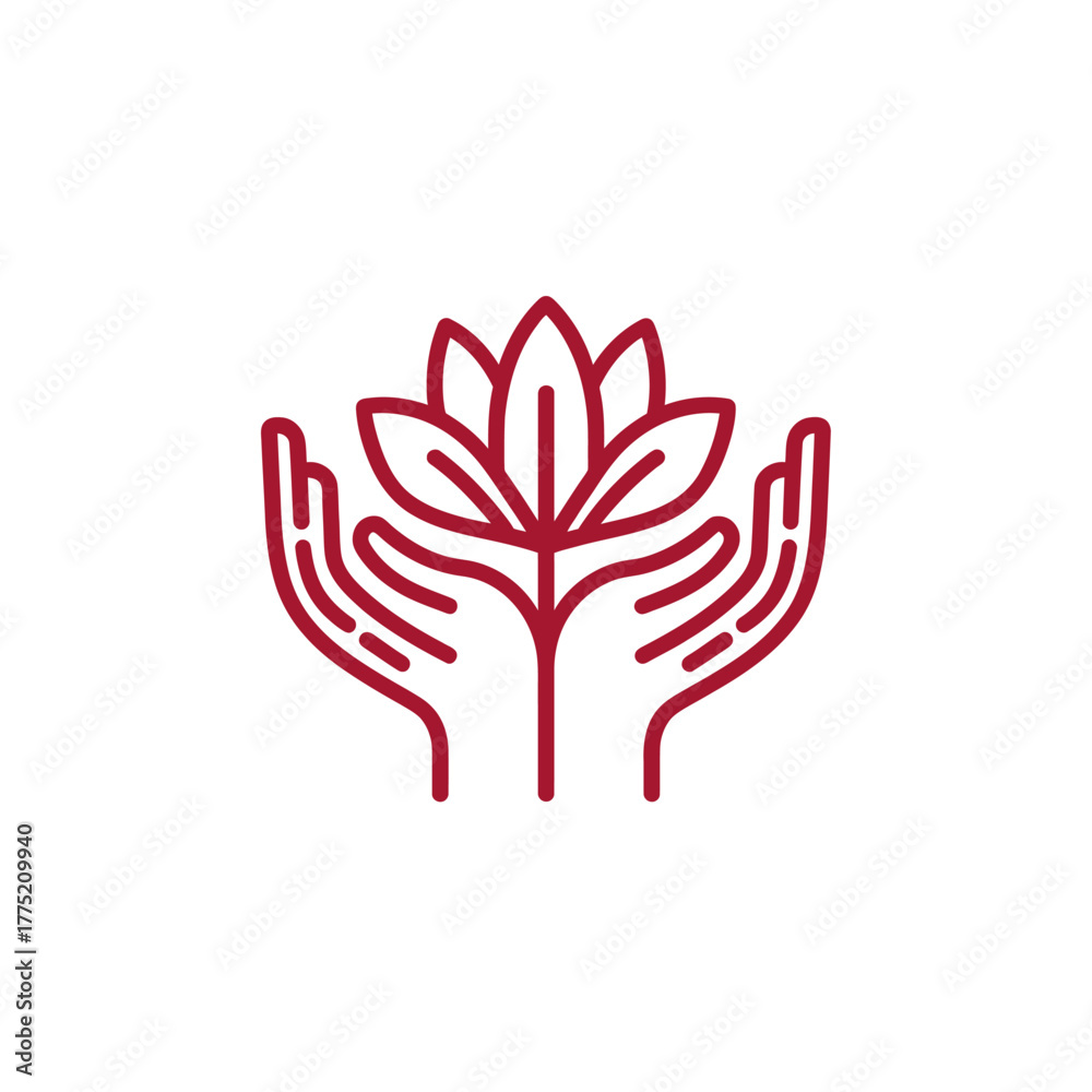 Obraz premium Hands cradle blooming flower emblem of care and growth on white