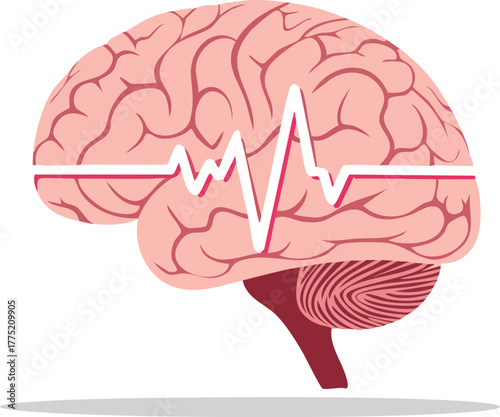 Abstract Pink Brain Shape on Clean White Background