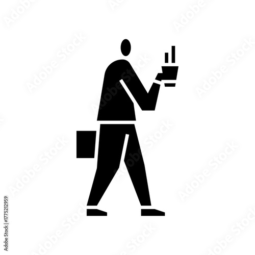 walk glyph icon. a man go to work illustration.