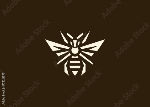 An abstract wasp logo designed with sharp linear geometry, balancing symmetry and motion to represent focus, energy, and precision in minimalist vector illustration
