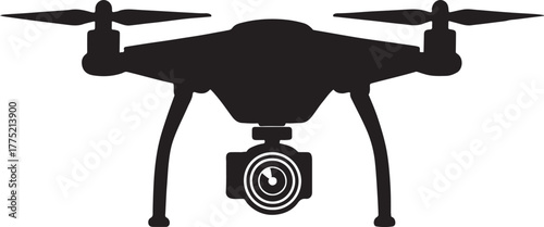 Black line icon of drone or quadcopter with camer vector.eps