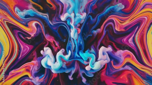 Symmetric Abstract Bright Liquid Ornament Background