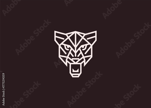 An abstract panther logo drawn in fluid geometric lines, emphasizing agility and strength with dynamic contours and modern minimalism in vector form