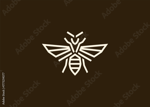 An abstract wasp logo designed with sharp linear geometry, balancing symmetry and motion to represent focus, energy, and precision in minimalist vector illustration