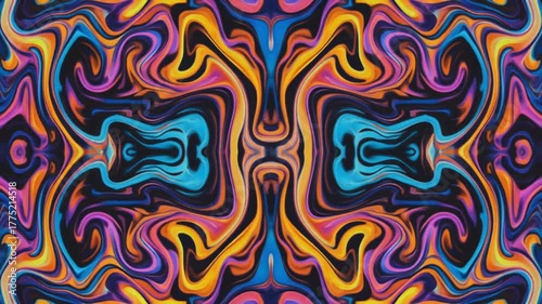 Symmetric Abstract Bright Liquid Ornament Background
