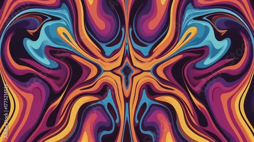 Symmetric Abstract Bright Liquid Ornament Background
