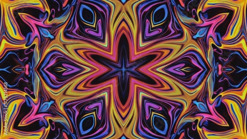 Symmetric Abstract Bright Liquid Ornament Background