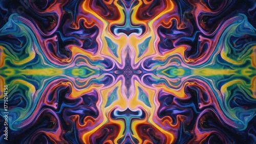 Symmetric Abstract Bright Liquid Ornament Background