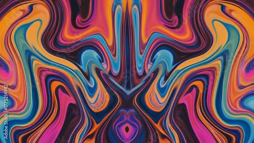 Symmetric Abstract Bright Liquid Ornament Background