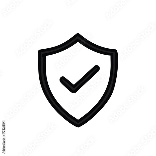 Free Download A simple black outline shield icon with a checkmark, symbolizing security, protection, and verification. - GFXLoad