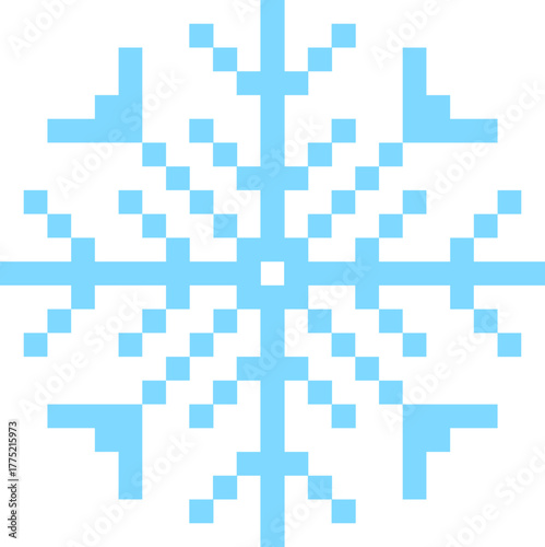 y2k pixel art snowflake winter crystal, retro 8 bit mosaic ornament. Ice seasonal design element,