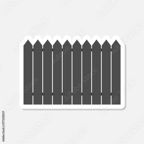 Wooden fence icon sticker isolated on gray background
