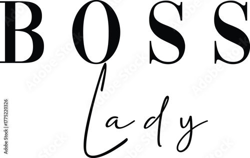 Stylish graphic design featuring the words boss and lady in bold typography