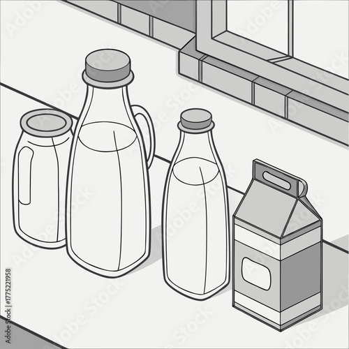 Realistic vector icon illustration milk jug in a splash of fresh milk isolated on white backgro