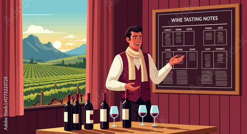 Inviting wine tasting session with vineyard view for connoisseurs and enthusiasts