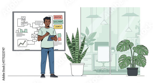 Creative professional at modern office brainstorming innovative business strategy