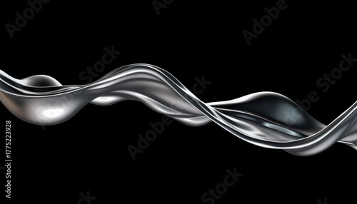 Elegant Silver Fluid Wave on Black Background
