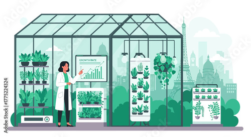 Scientist overseeing urban farming project in Paris greenhouse showcases progress