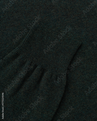 Close-Up of dark green Wool Turtleneck Sleeve Cuff