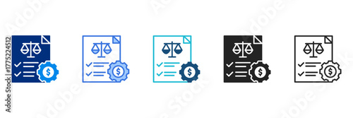 Economic Policy Icon Set Multiple Style Vector Illustration 