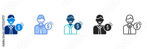 Labor Cost Icon Set Multiple Style Vector Illustration 