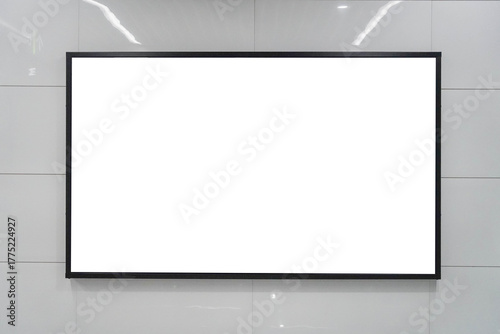 Blank billboard mock up in a subway station, underground interior. Urban light box inside advertisement metro airport vertical.