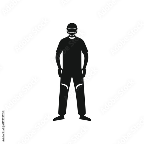 Minimal cricket wicketkeeper standing ready silhouette vector with white background for match and sports action art  