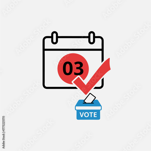 Election Day Calendar With Red Checkmark And Blue Vote Box Symbolizing Participation