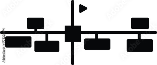 Video editing timeline black icon, outline movie cutter vector for media production and digital design