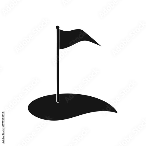 Minimal golf flag and hole silhouette vector design with white background for accuracy and professional game concept  