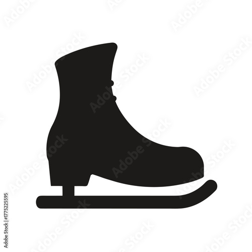 Minimal ice skate boot silhouette vector with white background for winter sports and skating activity illustration  