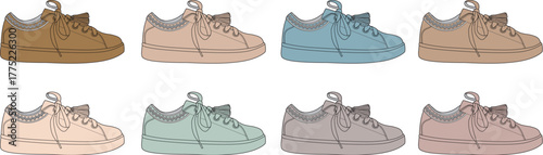Colorful sneakers collection for fashion and style, casual shoe variety, footwear design for any outfit