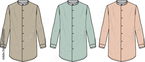 Three Colorful Illustrated Button-Up Shirts A Stylish Fashion Illustration