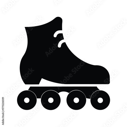 Minimal roller skate silhouette vector with white background for fun and recreational sports illustration  