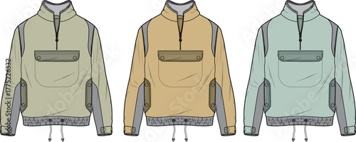 Fashionable Quarter-Zip Pullover Collection Vector Art for Style & Design
