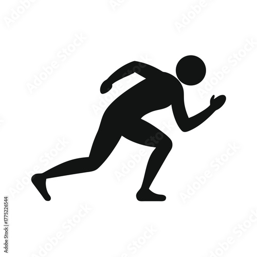Minimal runner starting sprint position silhouette vector with white background for speed and sports action art  