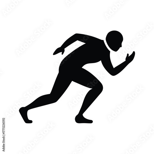 Minimal runner starting sprint position silhouette vector design with white background for athletic motion concept  