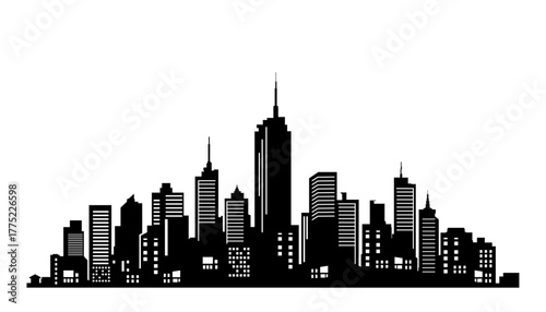 Silhouette High-rise Buildings. Modern flat city architecture. urban city landscape. Illustrations.