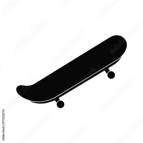 Minimal skateboard silhouette vector with white background for street sport and youth lifestyle illustration  