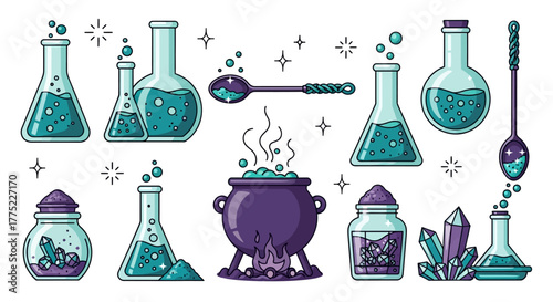 Magic Potion Lab Equipment Illustration