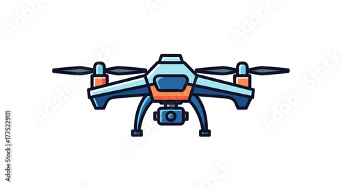 Modern quadcopter drone with camera vector illustration.