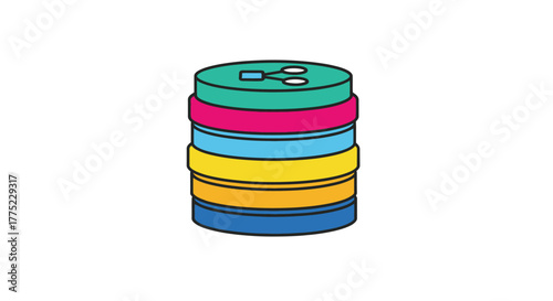 Stack of Colorful Round Boxes with Lid.
