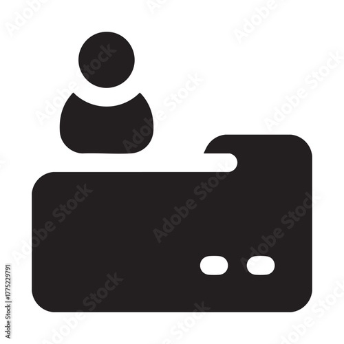 Minimalist Customer Service Icon: Person at Help Desk or Reception Counter