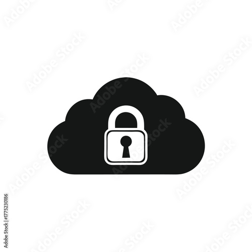 A cloud holds a white outline padlock ensuring information stays secure on digital platforms