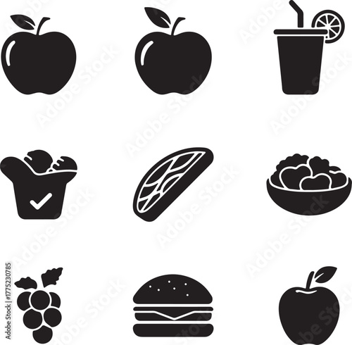 Assorted Food and Drink Icons apple juice