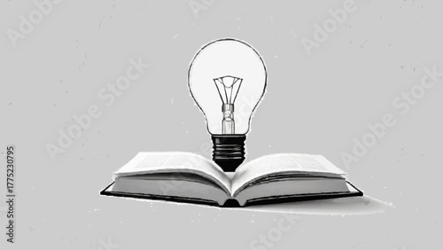 A light bulb resting on a book symbolizes the bright idea of creativity and innovation